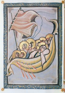 A tempestade no mar, do Evangelho da abadessa Hitda, c.1020